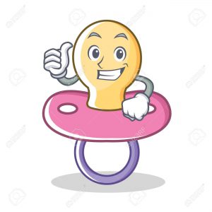 Thumbs up baby pacifier character cartoon vector illustration